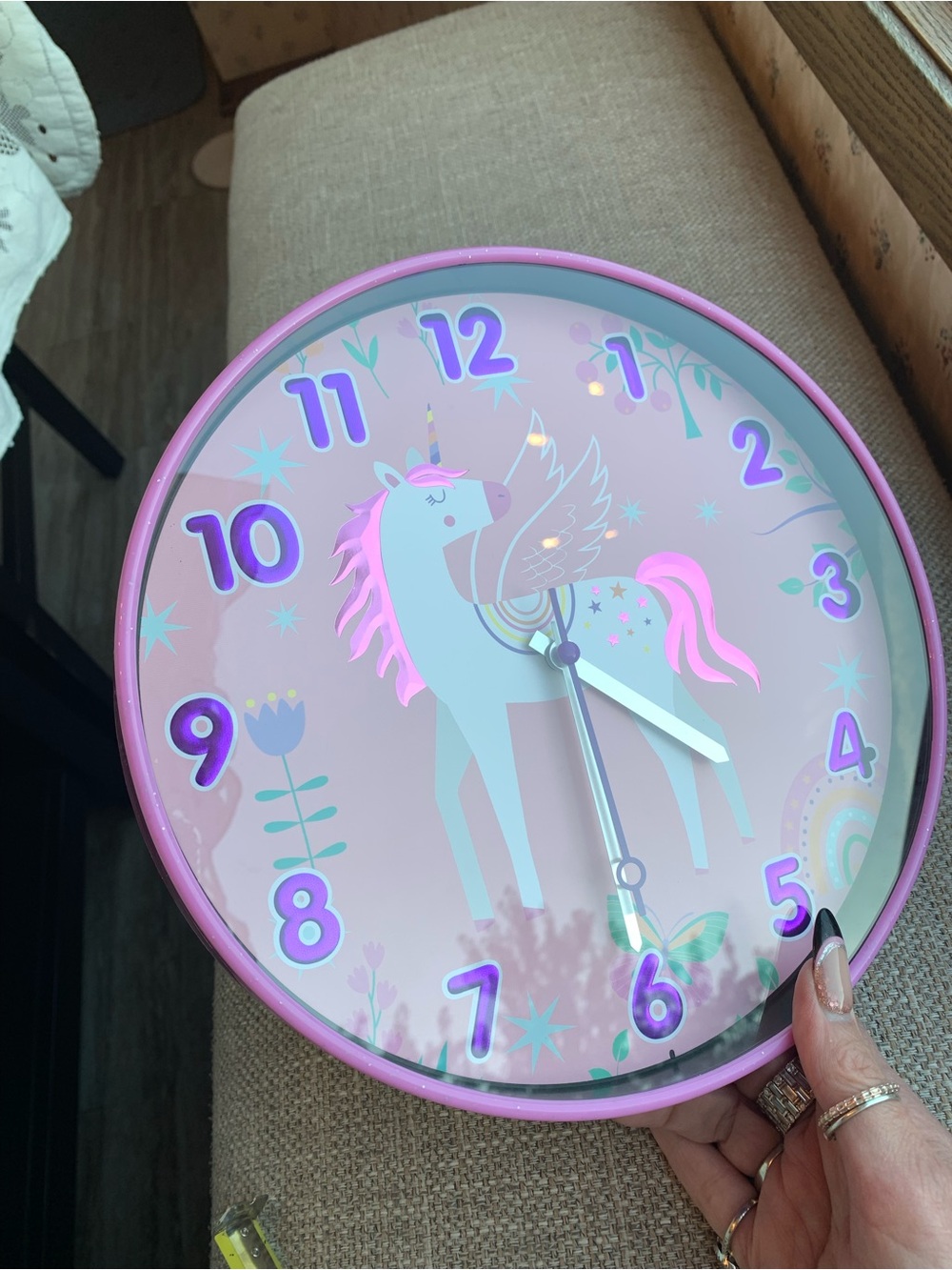 Source Unknown Pink Unicorn Wall Clock
